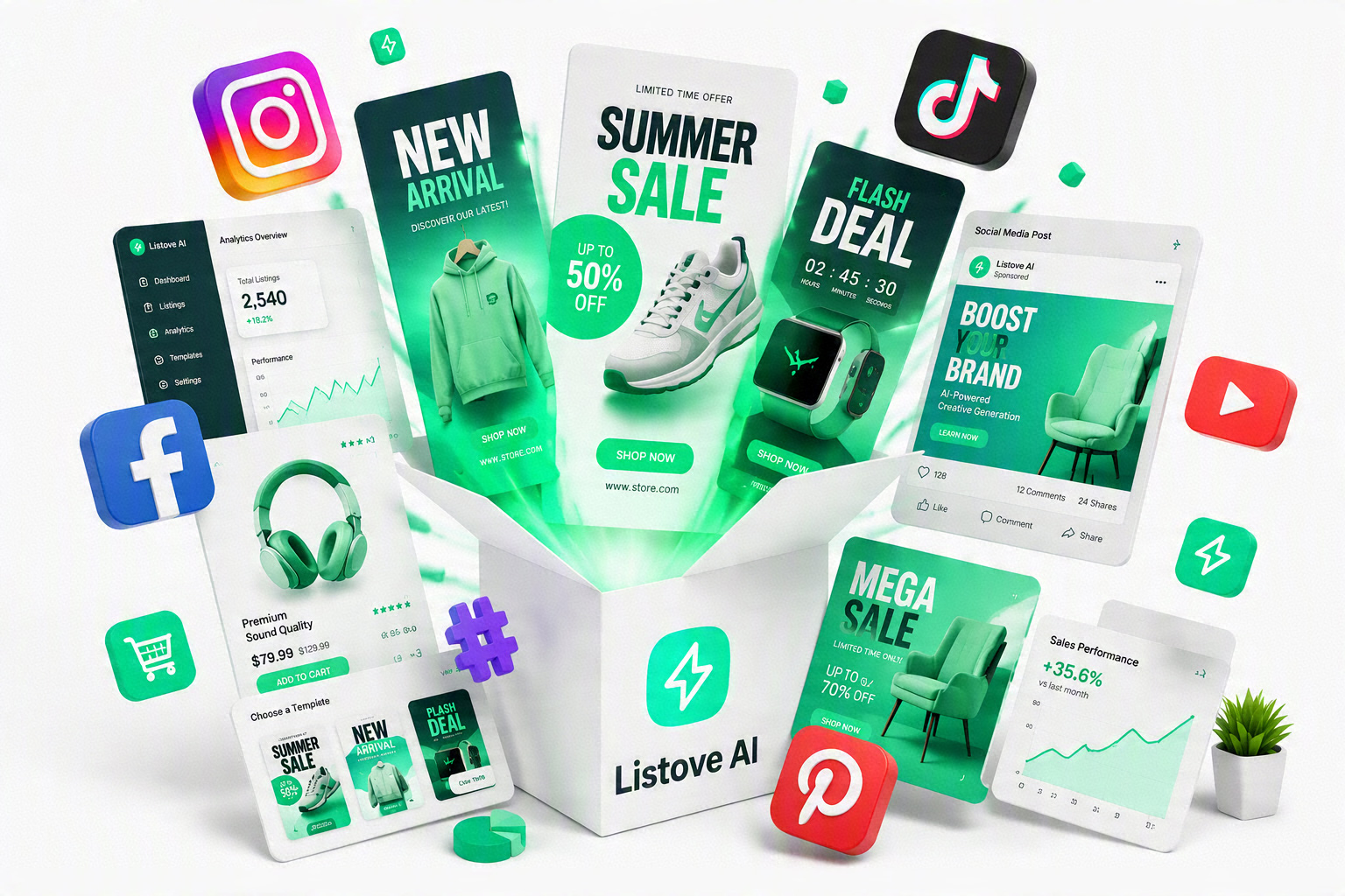 Ready-to-use social media designs for Instagram, TikTok, YouTube, Facebook and more